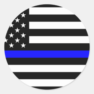 Sticker Rond Drapeau américain mince de Blue Line