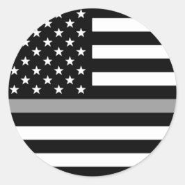 Sticker Rond Drapeau américain mince Silver Line