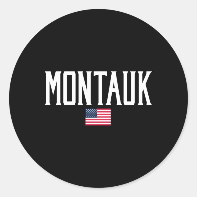 Sticker Rond Drapeau américain Montauk Texte blanc (Devant)