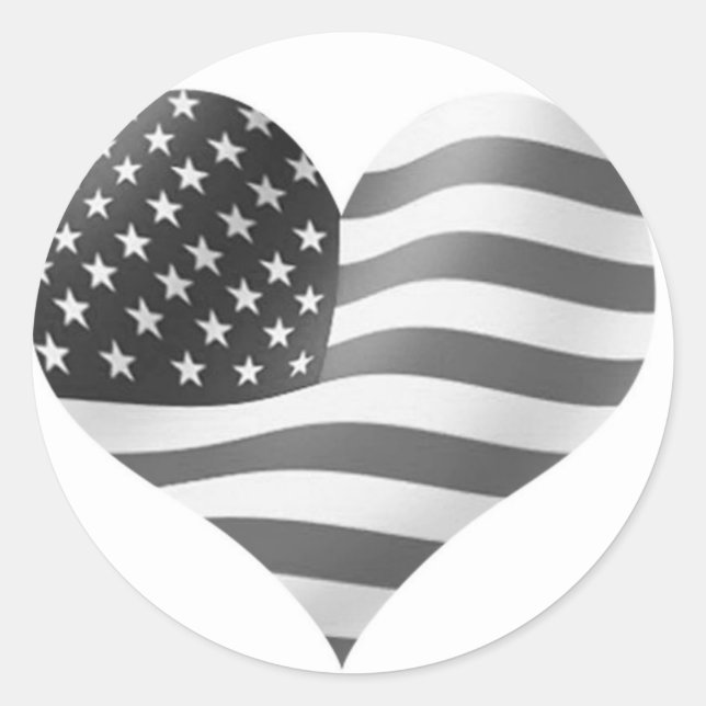 Sticker Rond Drapeau américain noir et blanc (Devant)