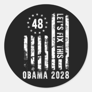 Sticker Rond Drapeau américain Obama 2028 48ème Président Premi