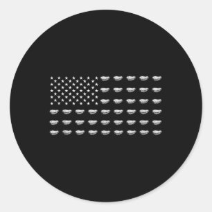 Sticker Rond Drapeau Américain Patate Douce Usa Patriotisme Pat