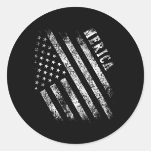 Sticker Rond Drapeau Américain Patriot Merica États-Unis 4 juil