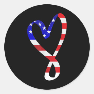 Sticker Rond Drapeau américain Patriotic Heart Forces Armées Me