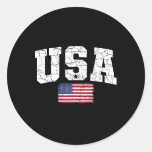 Sticker Rond Drapeau américain Patriotique 4 juillet Amérique J