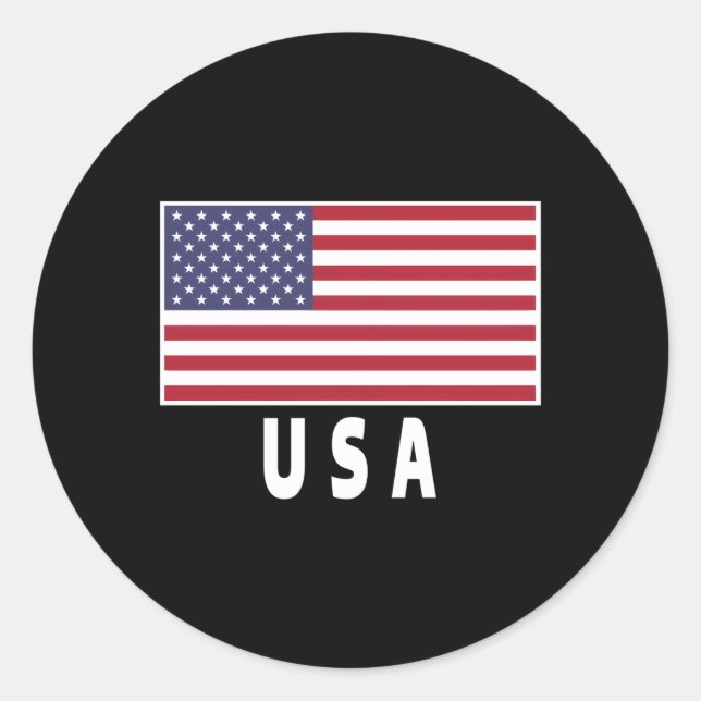 Sticker Rond Drapeau américain Patriotique 4 juillet Amérique J (Devant)