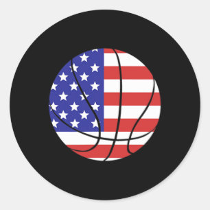 Sticker Rond Drapeau américain patriotique 4juillet Bysketbyll