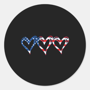 Sticker Rond Drapeau américain patriotique Coeurs américains Fo