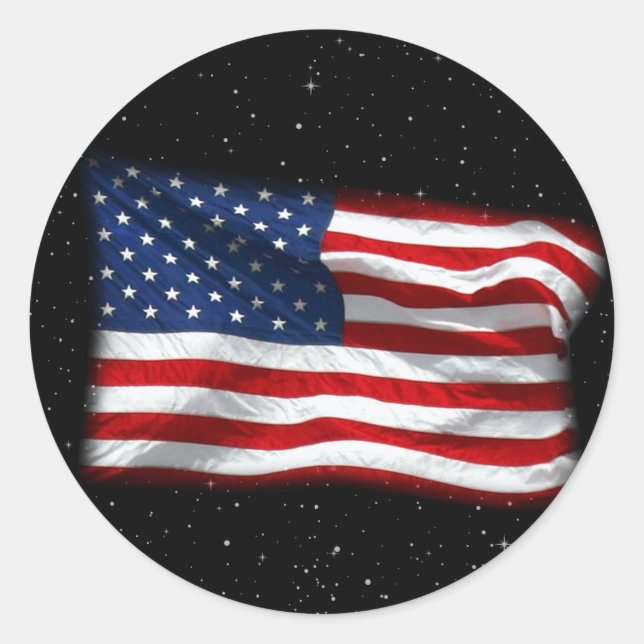 Sticker Rond Drapeau américain patriotique États-Unis (Devant)