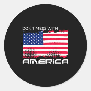 Sticker Rond Drapeau américain patriotique - liberté - fierté