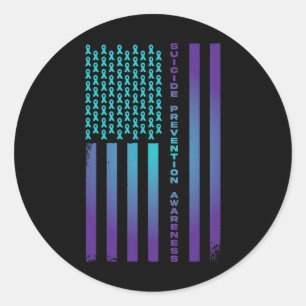 Sticker Rond Drapeau américain patriotique Prévention du suicid