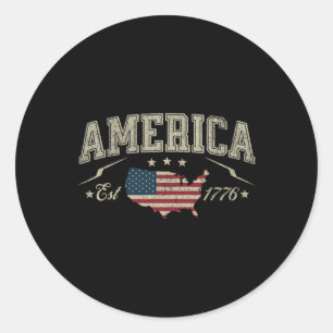 Sticker Rond Drapeau américain patriotique Usa Est 1776 4 juill
