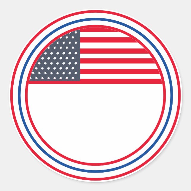 Sticker Rond Drapeau américain personnalisable 4 juillet (Devant)