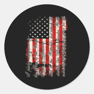 Sticker Rond Drapeau Américain Promesse D'Allégeance