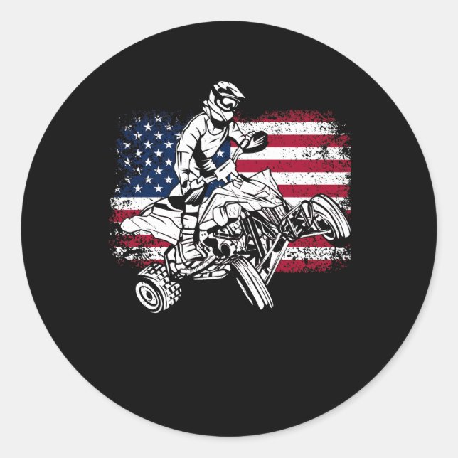 Sticker Rond Drapeau américain Quad VTT Fête de l'Indépendance (Devant)