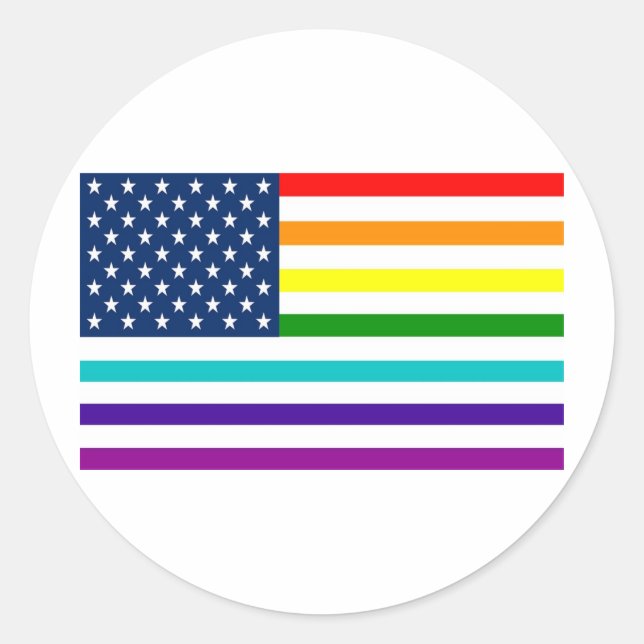 Sticker Rond Drapeau américain Rainbow (Devant)
