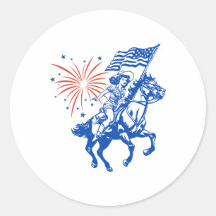 Sticker Rond Drapeau américain rétro 4 juillet Drapeau américai