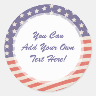 Sticker Rond Drapeau américain - rouge, blanc et bleu 4 juille