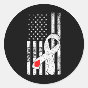 Sticker Rond Drapeau américain Ruban Type 1 Sensibilisation au