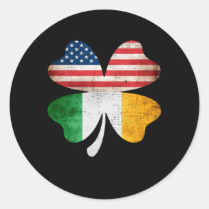 Sticker Rond Drapeau américain St Patrick Drapeau irlandais