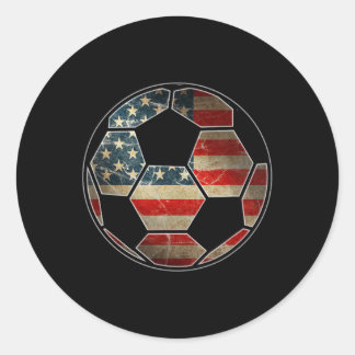Sticker Rond Drapeau Américain Sur Soccer Ll - Drapeau Soccer L