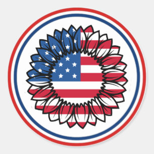 Sticker Rond Drapeau américain Tournesol-32222