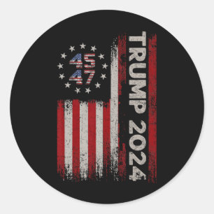 Sticker Rond Drapeau américain Trump 2024