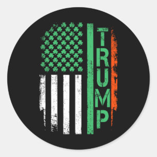 Sticker Rond Drapeau américain Trump 45 47 St Patrick's Day Iri