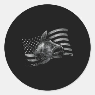 Sticker Rond Drapeau américain Walleye Fishing