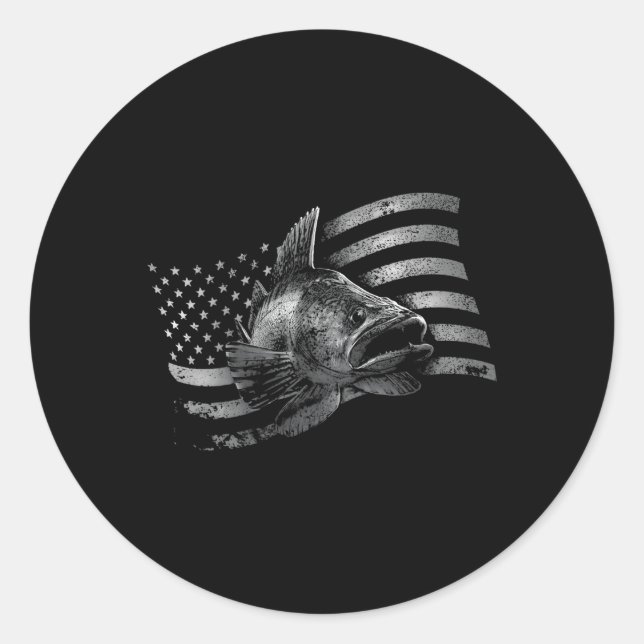 Sticker Rond Drapeau américain Walleye Fishing (Devant)