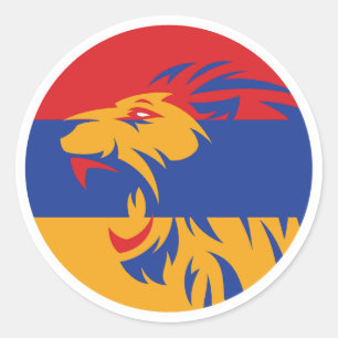 Sticker Rond Drapeau animal national arménien Lion