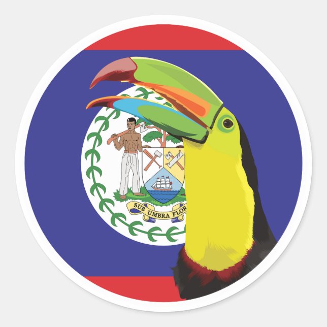 Sticker Rond Drapeau animal national du Belize Toucan Belizé (Devant)