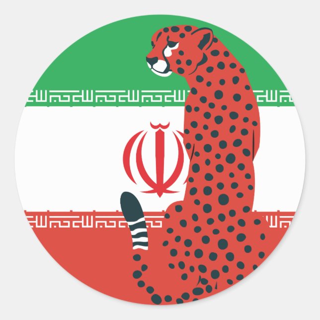 Sticker Rond Drapeau animal national iranien Iran Cheetah (Devant)