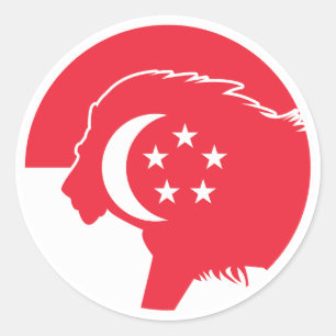 Sticker Rond Drapeau animal national singapourien Lion Singapou