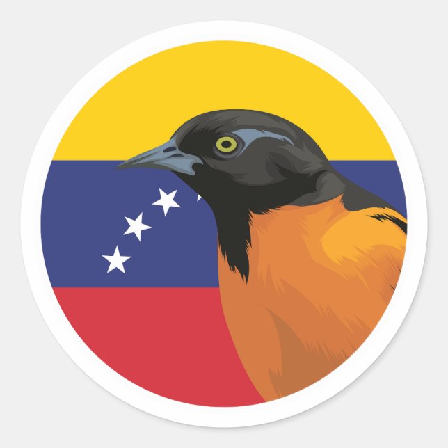 Sticker Rond Drapeau animal national Troupial du Venezuela (Devant)