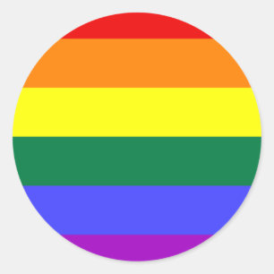 Sticker Rond Drapeau arc-en-ciel LGBT