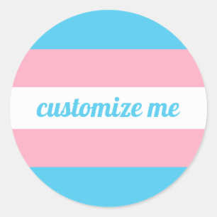 Sticker Rond Drapeau arc-en-ciel transgenre personnalisé