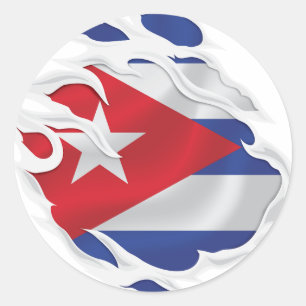 Sticker Rond Drapeau arraché à Cuba