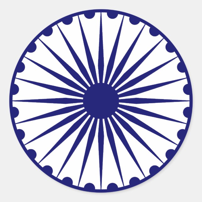 Sticker Rond Drapeau Ashoka Chakra, Inde (Devant)