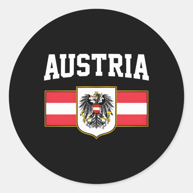 Sticker Rond Drapeau autrichien Autriche Osterreich (Devant)