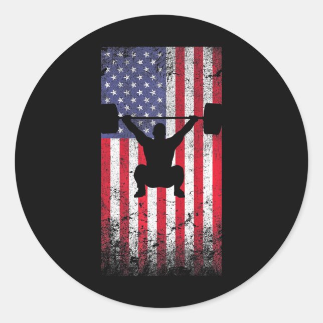 Sticker Rond Drapeau Barbell Poids Levage de l'arrachage (Devant)