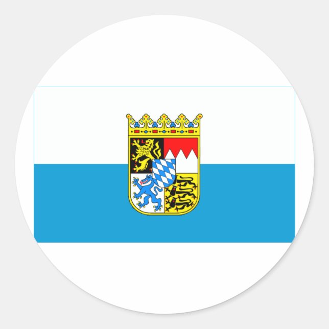 Sticker Rond Drapeau Bayern / Bavière avec armes (Devant)