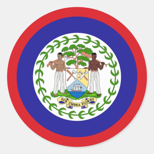 Sticker Rond Drapeau bélizien (Devant)