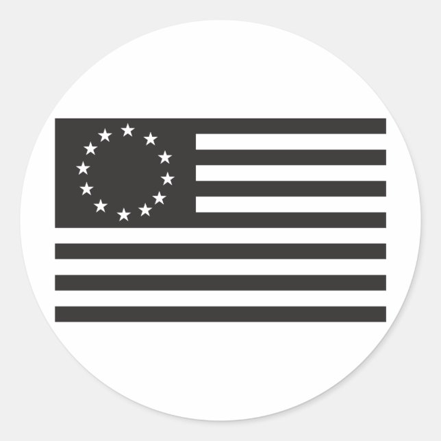 Sticker Rond Drapeau Betsy Ross - Noir (Devant)