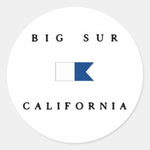 Sticker Rond Drapeau Big Sur California Alpha Dive