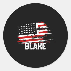 Sticker Rond Drapeau Blake Usa Personnalisé 4 juillet Blake