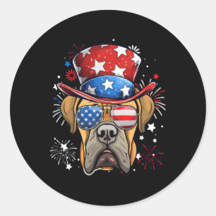 Sticker Rond Drapeau Boerboel Patriotic Usa 4 juillet Amoureux