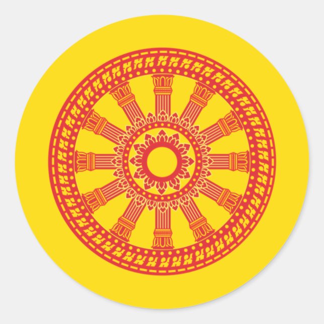 Sticker Rond Drapeau bouddhiste thaïlandais (Dharmacakra flag) (Devant)