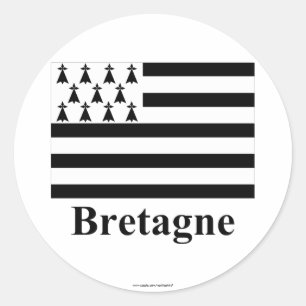 Sticker Rond Drapeau breton avec nom en français