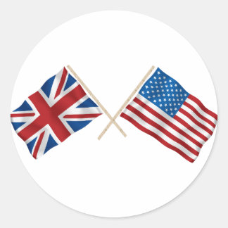 Sticker Rond Drapeau britannique et américain